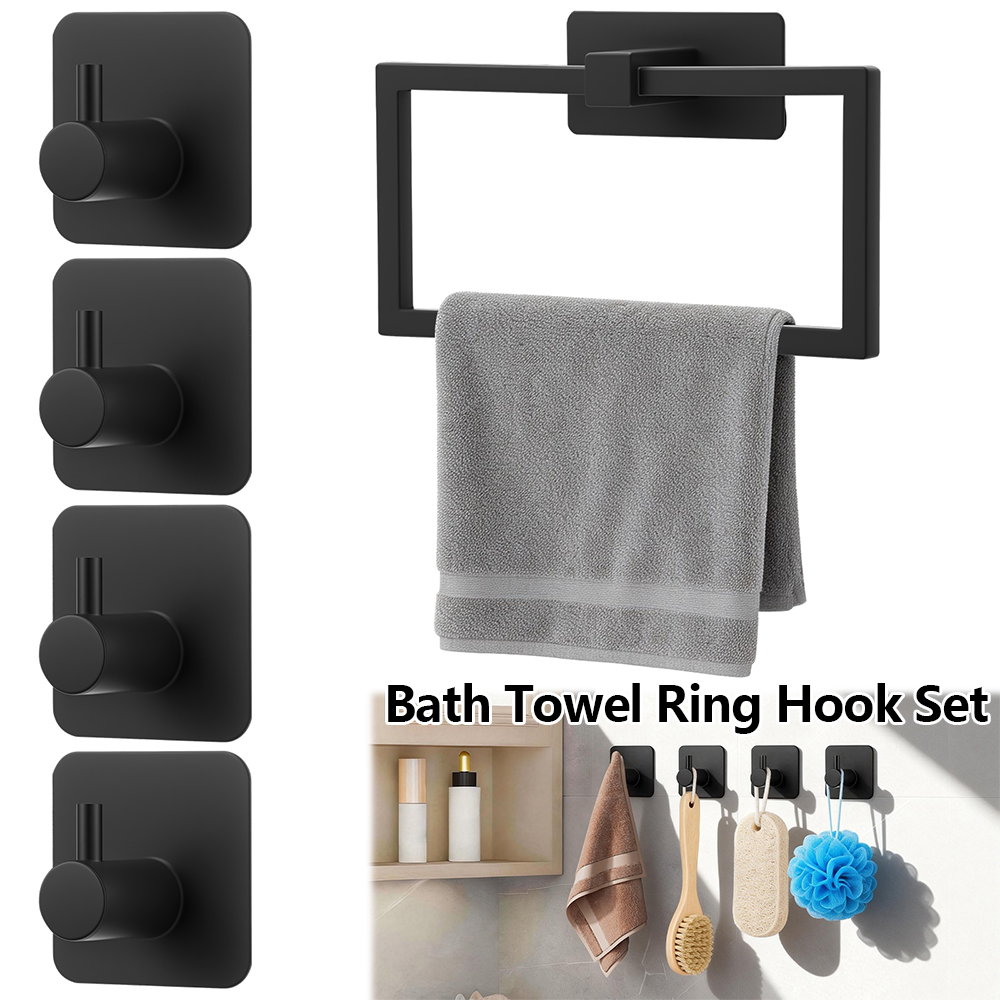 Home Bathroom Hardware - طقم 5 قطع من حلقات المناشف