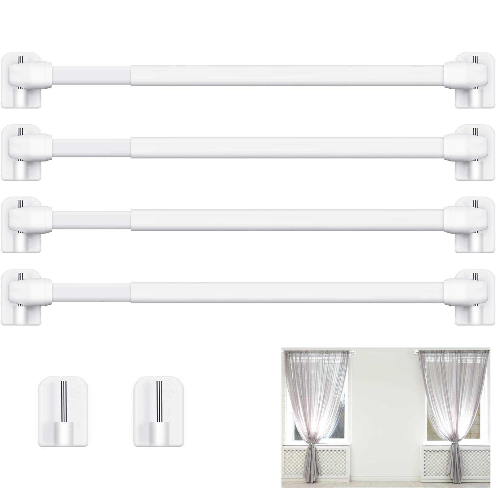 Home Bathroom Hardware - 4 قطع من قضبان الستائر القابلة