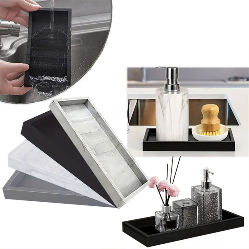 Zara Home Bathroom Tray - صينية سيليكون S/L لأسطح الحمام، صينية