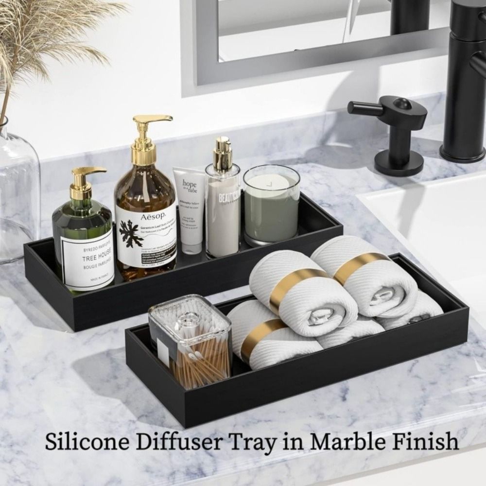 Zara Home Bathroom Tray - صينية تخزين سيليكون مستطيلة سميكة مقاومة