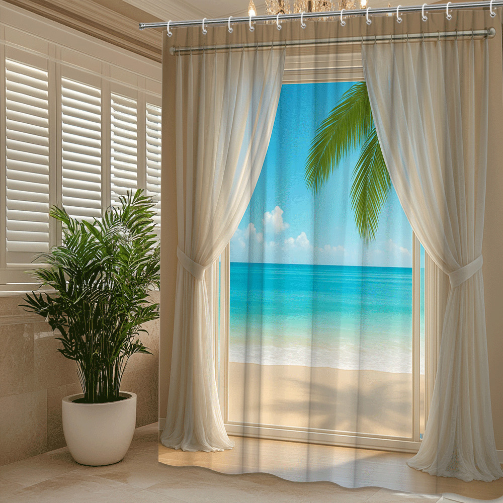 ستارة دش بتصميم شاطئ استوائي م - مراجعة Home Bathroom Spa Ideas وسعره