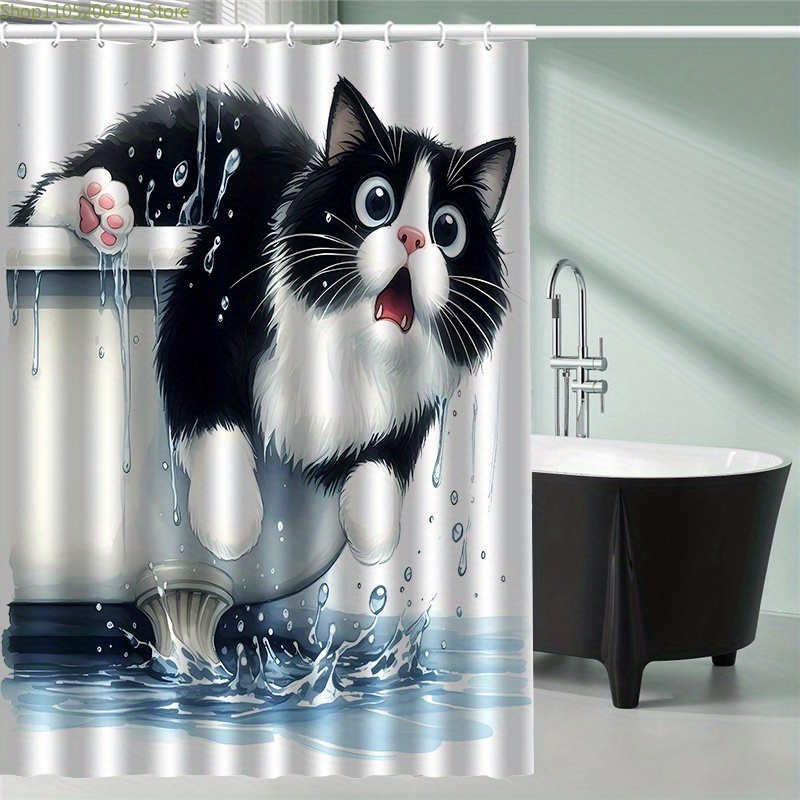 ستارة حمام بتصميم قطة مضحكة تق - مراجعة Home Decor Bathroom Ideas وسعره