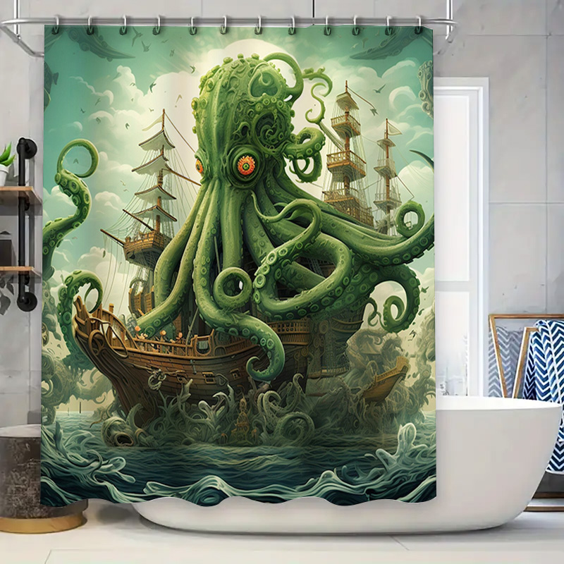 الأخطبوط السفينة دش الستار سري - مراجعة Home Decor Bathroom Ideas وسعره